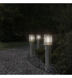 Lampadaires d'extérieur avec capteurs 3 pcs acier inoxydable