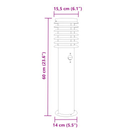 Lampadaires d'extérieur avec capteurs 3 pcs acier inoxydable