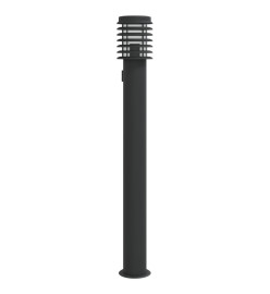 Lampadaire d'extérieur avec sortie noir 110 cm acier inoxydable