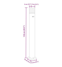 Lampadaire d'extérieur avec capteur noir 110 cm aluminium