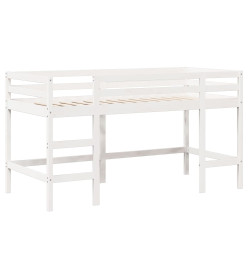 Lit superposé et échelle et toit blanc 80x200cm bois pin massif