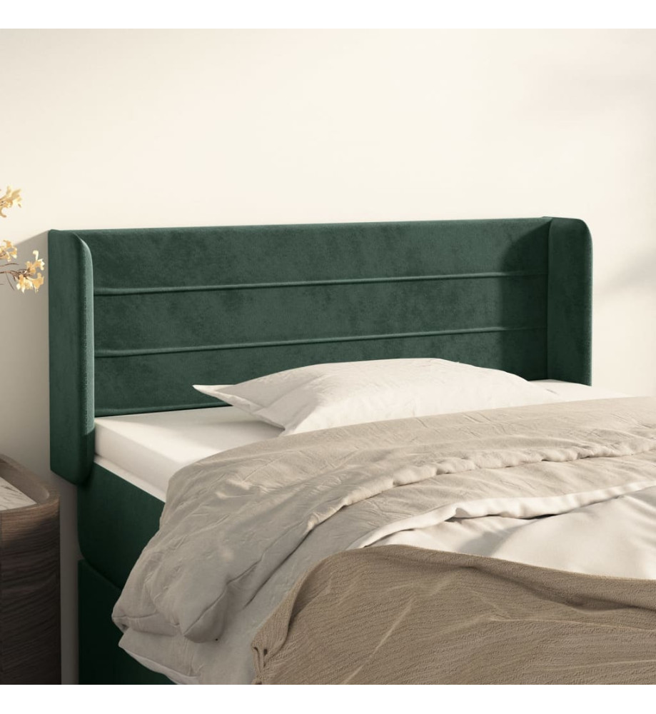 Tête de lit avec oreilles Vert foncé 103x16x78/88 cm Velours Tête de lit avec oreilles Vert foncé 103x16x78/88 cm Velours