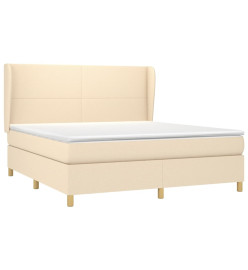 Sommier à lattes de lit avec matelas Crème 160x200 cm Tissu