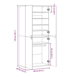 Armoire à chaussures Blanc 80x39x178 cm Bois d'ingénierie