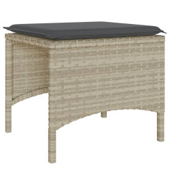 Canapé de jardin 2 places avec table tabourets gris clair rotin