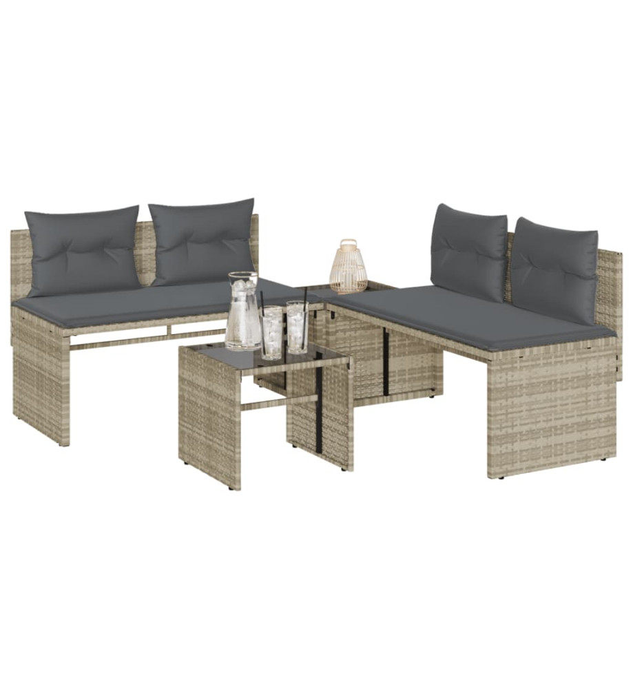 Salon de jardin 4 pcs avec coussins gris clair résine tressée Salon de jardin 4 pcs avec coussins gris clair résine tressée