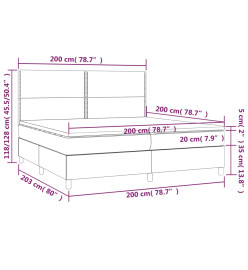 Sommier à lattes de lit et matelas et LED Taupe 200x200cm Tissu