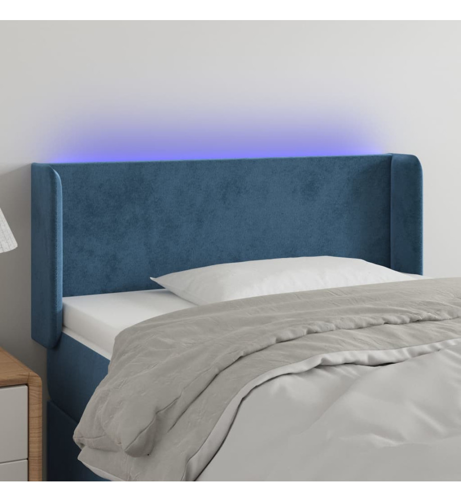 Tête de lit à LED Bleu foncé 103x16x78/88 cm Velours Tête de lit à LED Bleu foncé 103x16x78/88 cm Velours