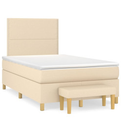 Sommier à lattes de lit avec matelas Crème 120x200 cm Tissu