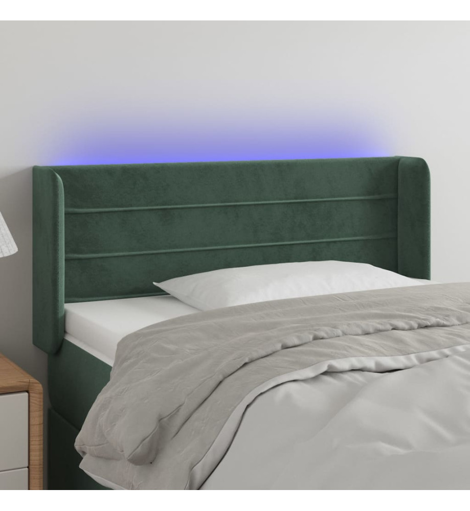 Tête de lit à LED Vert foncé 103x16x78/88 cm Velours Tête de lit à LED Vert foncé 103x16x78/88 cm Velours