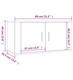 Meuble TV mural Chêne fumé 80x34,5x40 cm