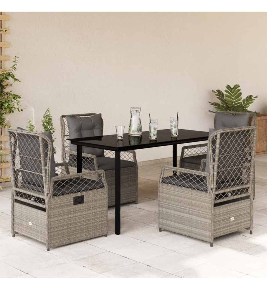 Ensemble à manger de jardin et coussins 5 pcs gris clair rotin Ensemble à manger de jardin et coussins 5 pcs gris clair rotin