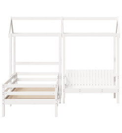 Ensemble de lit et de banc avec toit 80x200 cm bois massif pin