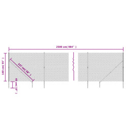 Clôture à mailles losangées avec piquet d'ancrage vert 1,4x25 m