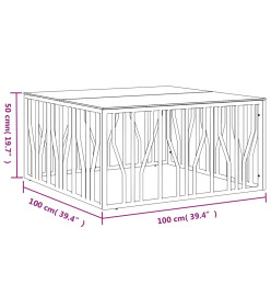 Table basse 100x100x50 cm acier inoxydable et verre