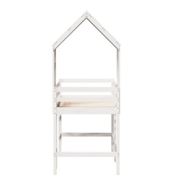 Lit superposé et échelle et toit blanc 80x200cm bois pin massif