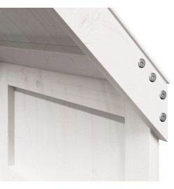 Lit superposé et échelle et toit blanc 80x200cm bois pin massif