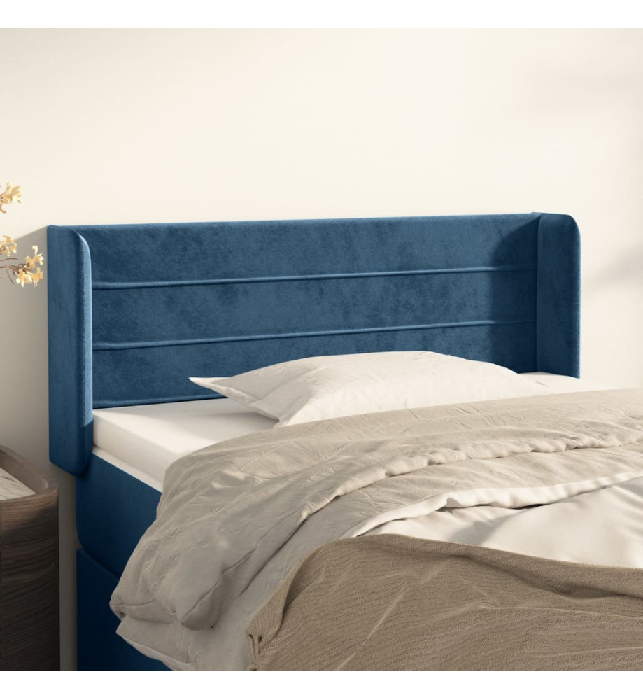Tête de lit avec oreilles Bleu Foncé 83x16x78/88 cm Velours Tête de lit avec oreilles Bleu Foncé 83x16x78/88 cm Velours