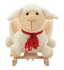 Mouton à bascule avec dossier Peluche 60x32x50 cm Blanc