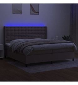 Sommier à lattes de lit matelas et LED Taupe 200x200 cm Tissu