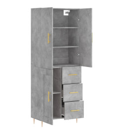 Buffet haut Gris béton 69,5x34x180 cm Bois d'ingénierie