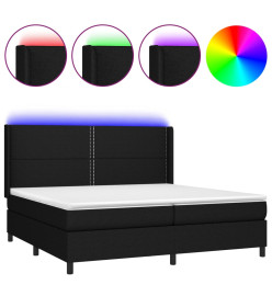 Sommier à lattes de lit matelas LED Noir 200x200 cm Tissu