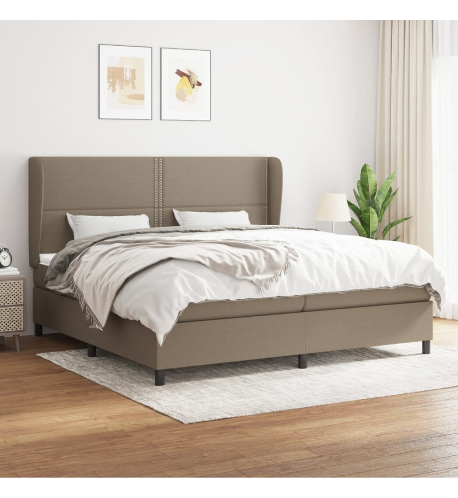 Sommier à lattes de lit avec matelas Taupe 200x200 cm Tissu Sommier à lattes de lit avec matelas Taupe 200x200 cm Tissu
