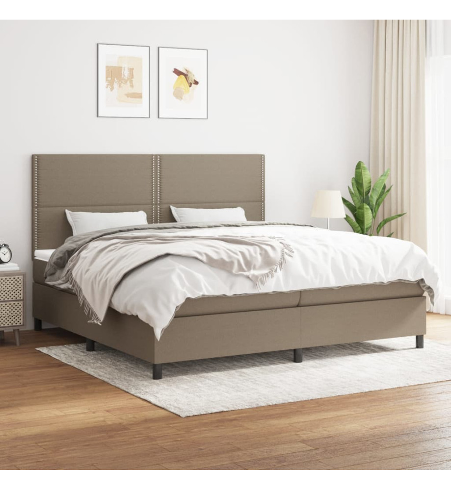 Sommier à lattes de lit avec matelas Taupe 200x200 cm Tissu