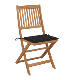 Chaises pliables de jardin 4 pcs avec coussins Bois d'acacia