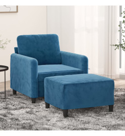 Fauteuil avec repose-pied Bleu 60 cm Velours