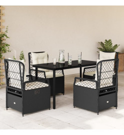 Ensemble à manger de jardin coussins 5pcs Noir Résine tressée