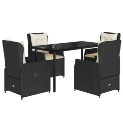 Ensemble à manger de jardin coussins 5pcs Noir Résine tressée