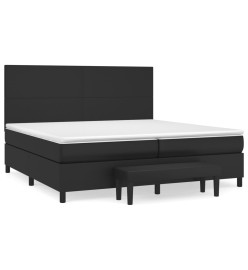 Sommier à lattes de lit avec matelas Noir 200x200 cm Similicuir