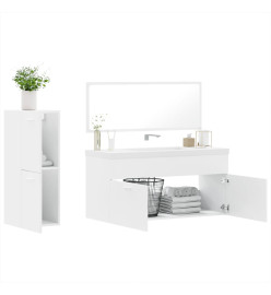 Ensemble de meubles salle de bain 3 pcs blanc bois d'ingénierie