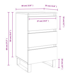 Tables de chevet 2 pcs sonoma gris 40x35x69 cm bois ingénierie