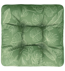 Coussin de palette motif de feuilles 60x60x12 cm tissu