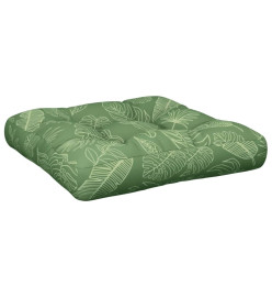 Coussin de palette motif de feuilles 60x60x12 cm tissu