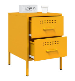 Table de chevet jaune moutarde 36x39x50,5 cm acier