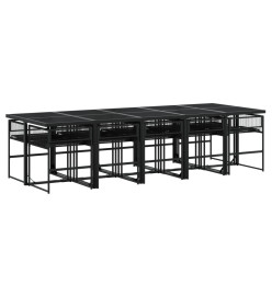 Ensemble à manger de jardin 11 pcs noir résine tressée