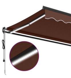 Auvent rétractable automatique avec LED marron 400x300 cm