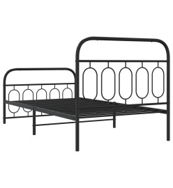 Cadre de lit métal avec tête de lit/pied de lit noir 107x203 cm