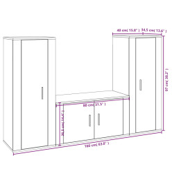 Ensemble de meubles TV 3 pcs Blanc Bois d'ingénierie