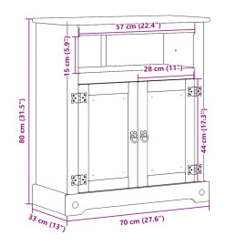 Armoire de salle de bain Corona 70x33x80 cm bois de pin massif