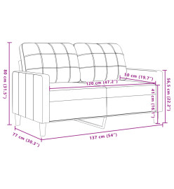 Canapé à 2 places Crème 120 cm Velours