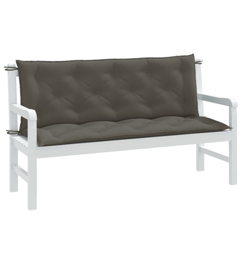 Coussins de banc de jardin lot de 2 gris foncé mélangé tissu