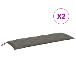 Coussins de banc de jardin lot de 2 gris foncé mélangé tissu