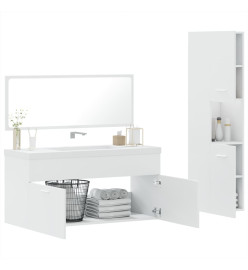 Ensemble de meubles salle de bain 3 pcs blanc bois d'ingénierie