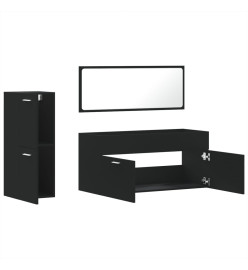 Ensemble de meubles salle de bain 3 pcs noir bois d'ingénierie