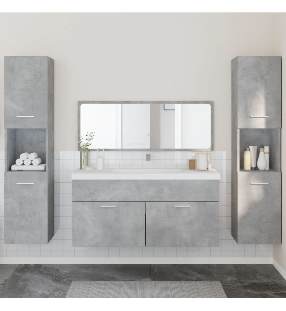 Ensemble de meubles de salle de bain 4 pcs gris béton