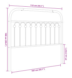 Tête de lit métal noir 107 cm